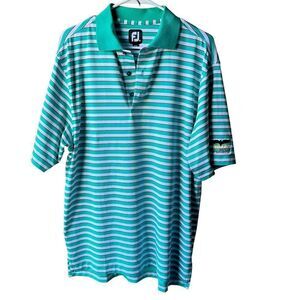 FootJoy Polo Shirt M Green Striped Sz M Golf Club at Sandestin Short Sleeve Men